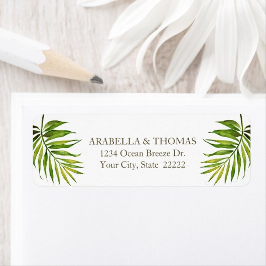 Tropical Beach Twilight | Palm Leaf Rücksendeadres (Insitu)