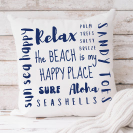 Tropical Beach Typografy Coastal Kissen
