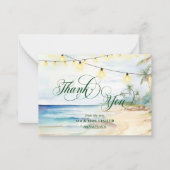 Tropical Beach Typografy Danke, Card Wedding Mitteilungskarte (Vorderseite)