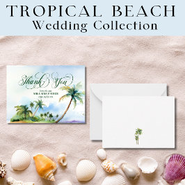 Tropical Beach Typografy Danke, Card Wedding Mitteilungskarte