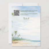 Tropical Beach Typografy Hochzeit in Urlaubsort Einladung (Rückseite)