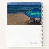 Tropical Beach Umbrella Foto Spiral Notebook Notizblock (Rückseite)