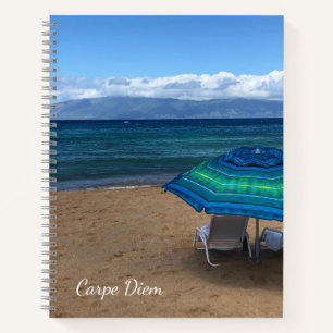 Tropical Beach Umbrella Foto Spiral Notebook Notizblock
