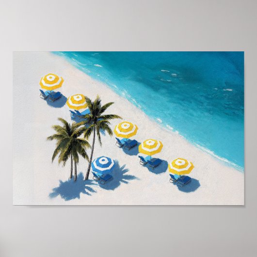 Tropical Beach Umbrella Print: Küstensommer Poster (Vorne)