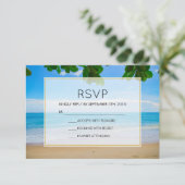Tropical Beach Vacacation Island Wedding RSVP Karte (Stehend Vorderseite)