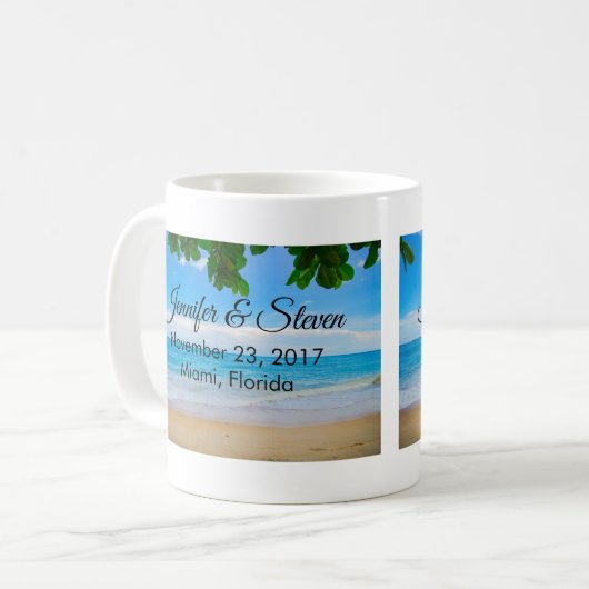 Tropical Beach Vacation Island Wedding Kaffeetasse (Vorderseite Links)