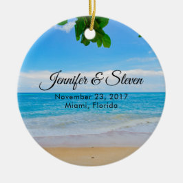 Tropical Beach Vacation Island Wedding Keramikornament