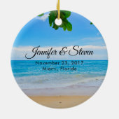 Tropical Beach Vacation Island Wedding Keramikornament (Hinten)