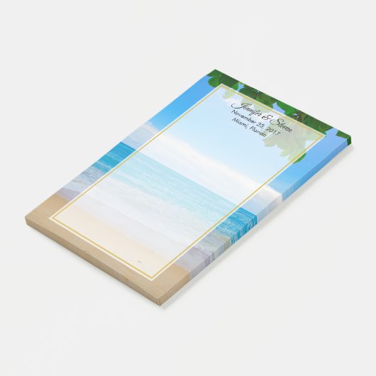 Tropical Beach Vacation Island Wedding Post-it Klebezettel (angewinkelt)