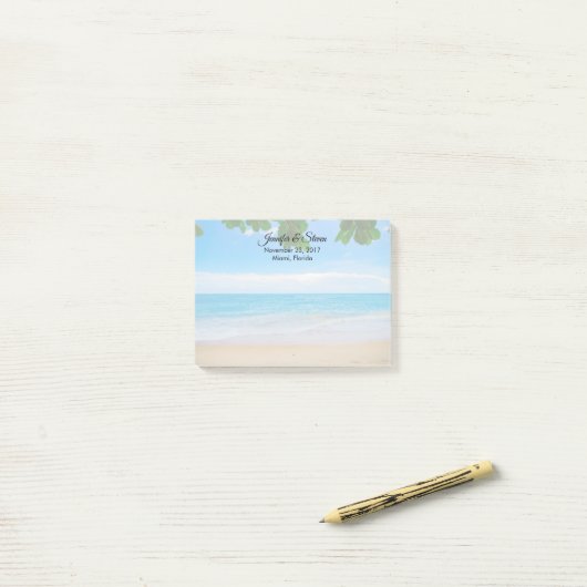 Tropical Beach Vacation Island Wedding Post-it Klebezettel (Auf Schreibtisch)