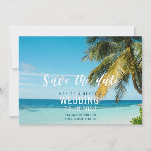 Tropical Beach Verlobung Foto Hochzeit Save The Date (Vorderseite)