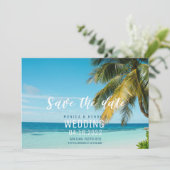 Tropical Beach Verlobung Foto Hochzeit Save The Date (Stehend Vorderseite)