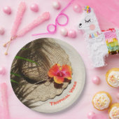 Tropical Beach Vibes Hibiskus Floral Pappteller (Party)