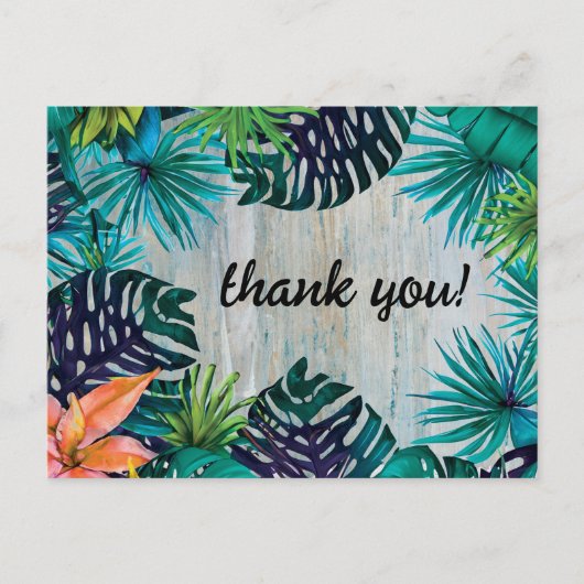 Tropical Beach Vibes Jungle Monstera Blätter Danke Postkarte (Vorderseite)