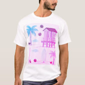 Tropical Beach Vibes: Surfbretter, Palmen und Coco T-Shirt (Vorderseite)