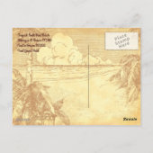Tropical Beach Vintag Etching Test Postkarte (Rückseite)