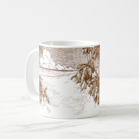 Tropical Beach Vintag Palmen Tasse (Vorderseite Links)
