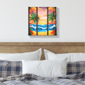 Tropical Beach Wall Art Premium Wrapped Canvas Leinwanddruck (Insitu (Schlafzimmer))