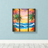 Tropical Beach Wall Art Premium Wrapped Canvas Leinwanddruck (Insitu (Holzboden))