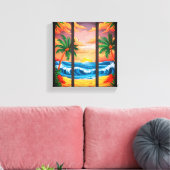 Tropical Beach Wall Art Premium Wrapped Canvas Leinwanddruck (Insitu (Wohnzimmer))