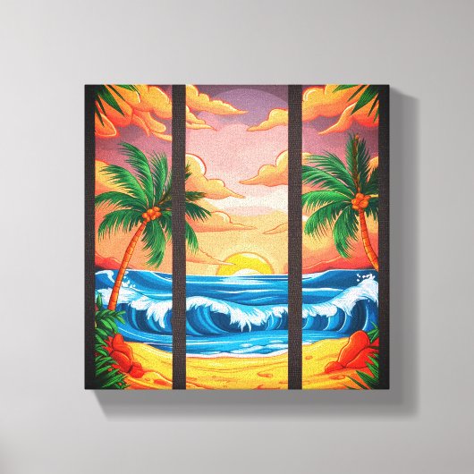 Tropical Beach Wall Art Premium Wrapped Canvas Leinwanddruck (Vorderseite)