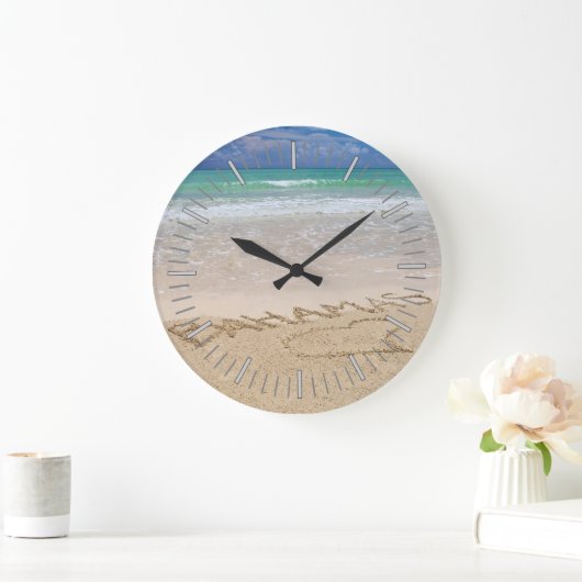 Tropical Beach Wall Clock Große Wanduhr (Zuhause)