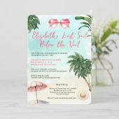 Tropical Beach Watercolor Bachelorette Einladung (Stehend Vorderseite)