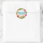 Tropical Beach Watercolor Blume Rücksendeadresse Runder Aufkleber (Tasche)