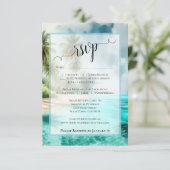 Tropical Beach Watercolor Coastal Waters Wedding RSVP Karte (Stehend Vorderseite)