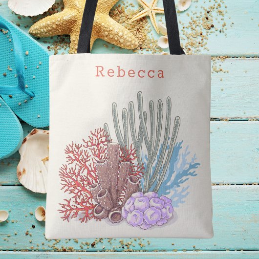 Tropical Beach Watercolor Coral Modern Tasche