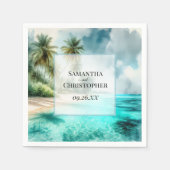Tropical Beach Watercolor Elegant Coastal Wedding Serviette (Vorderseite)
