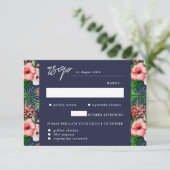 Tropical Beach Watercolor Meal Choice Navy RSVP Karte (Stehend Vorderseite)