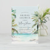 Tropical Beach Watercolor Palm Tree Brautparty Einladung (Stehend Vorderseite)