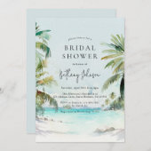 Tropical Beach Watercolor Palm Tree Brautparty Einladung (Vorne/Hinten)