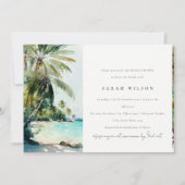 Tropical Beach Watercolor Palm Trees Brautparty Einladung (Vorderseite)