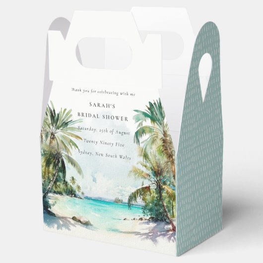 Tropical Beach Watercolor Palm Trees Brautparty Geschenkschachtel (Geöffnet)