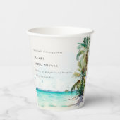 Tropical Beach Watercolor Palm Trees Brautparty Pappbecher (Rückseite)