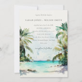 Tropical Beach Watercolor Palmen Vow Renewal Einladung (Vorderseite)