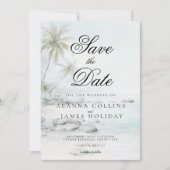Tropical Beach Watercolor Photo Save the Date  Einladung (Vorderseite)