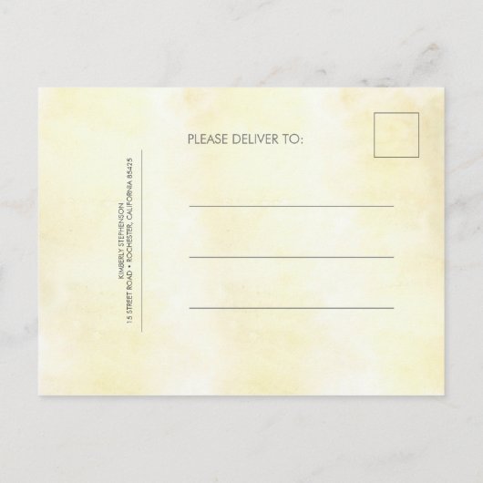 Tropical Beach Watercolor Save the Date Ankündigungspostkarte (Rückseite)