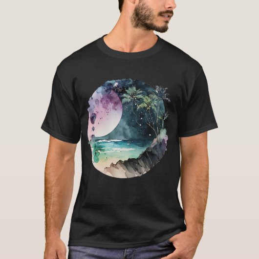 Tropical Beach Watercolor T-Shirt (Vorderseite)