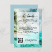 Tropical Beach Watercolor Wedding Details QR Code Begleitkarte (Vorne/Hinten)
