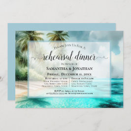 Tropical Beach Watercolor Wedding Rehearsal Dinner Einladung