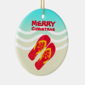 Tropical Beach Waves Frohe Weihnachten Keramikornament (Rechts)