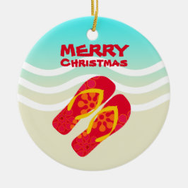 Tropical Beach Waves Frohe Weihnachten Keramikornament
