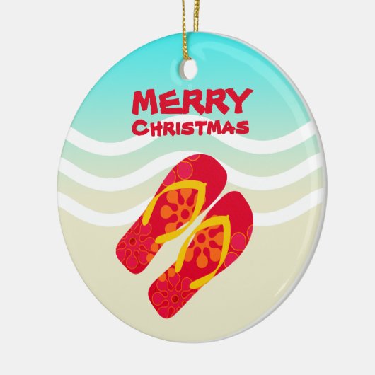 Tropical Beach Waves Frohe Weihnachten Keramikornament (Links)
