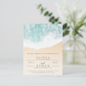 Tropical Beach Waves Hochzeit Einladung Postkarte (Stehend Vorderseite)