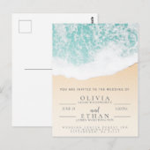 Tropical Beach Waves Hochzeit Einladung Postkarte (Vorne/Hinten)