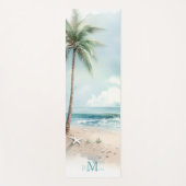 Tropical Beach Waves Palm Tree Zen Name Monogram Yogamatte (Vorderseite)