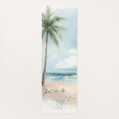 Tropical Beach Waves Palm Tree Zen Name Monogram Yogamatte (Rückseite)